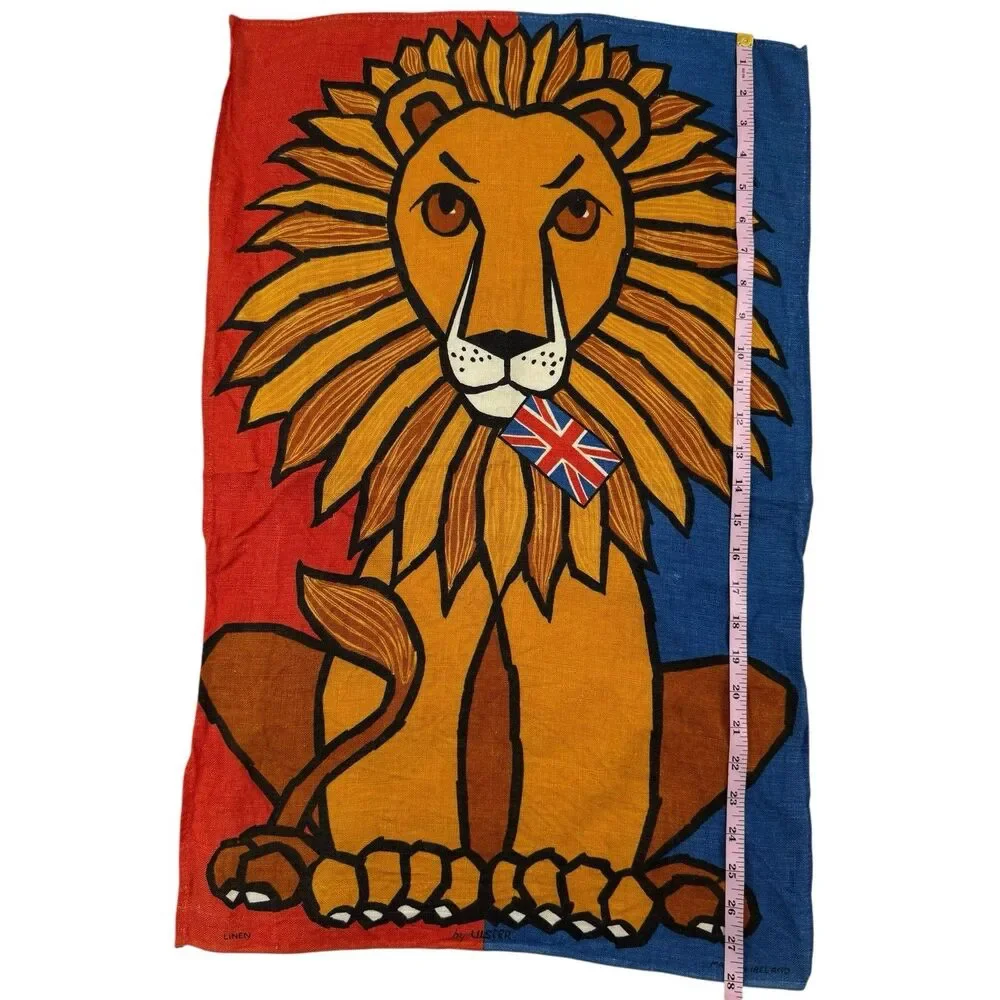 Vintage ULSTER Linen Tea Towel Wall Art UK Lion Flag Symbols Union Jack Ireland